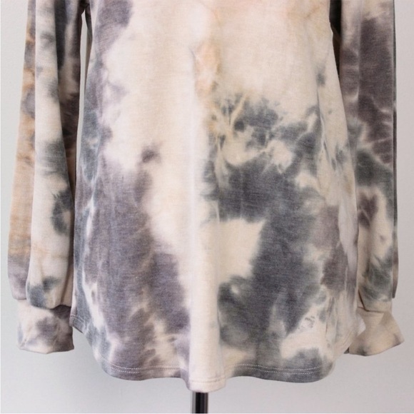 Open Tie Dye Cold Shoulder French Terry Top Large/XLarge - Picture 4 of 8